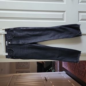 Good American good curve black straight jeans raw hem 8 29
